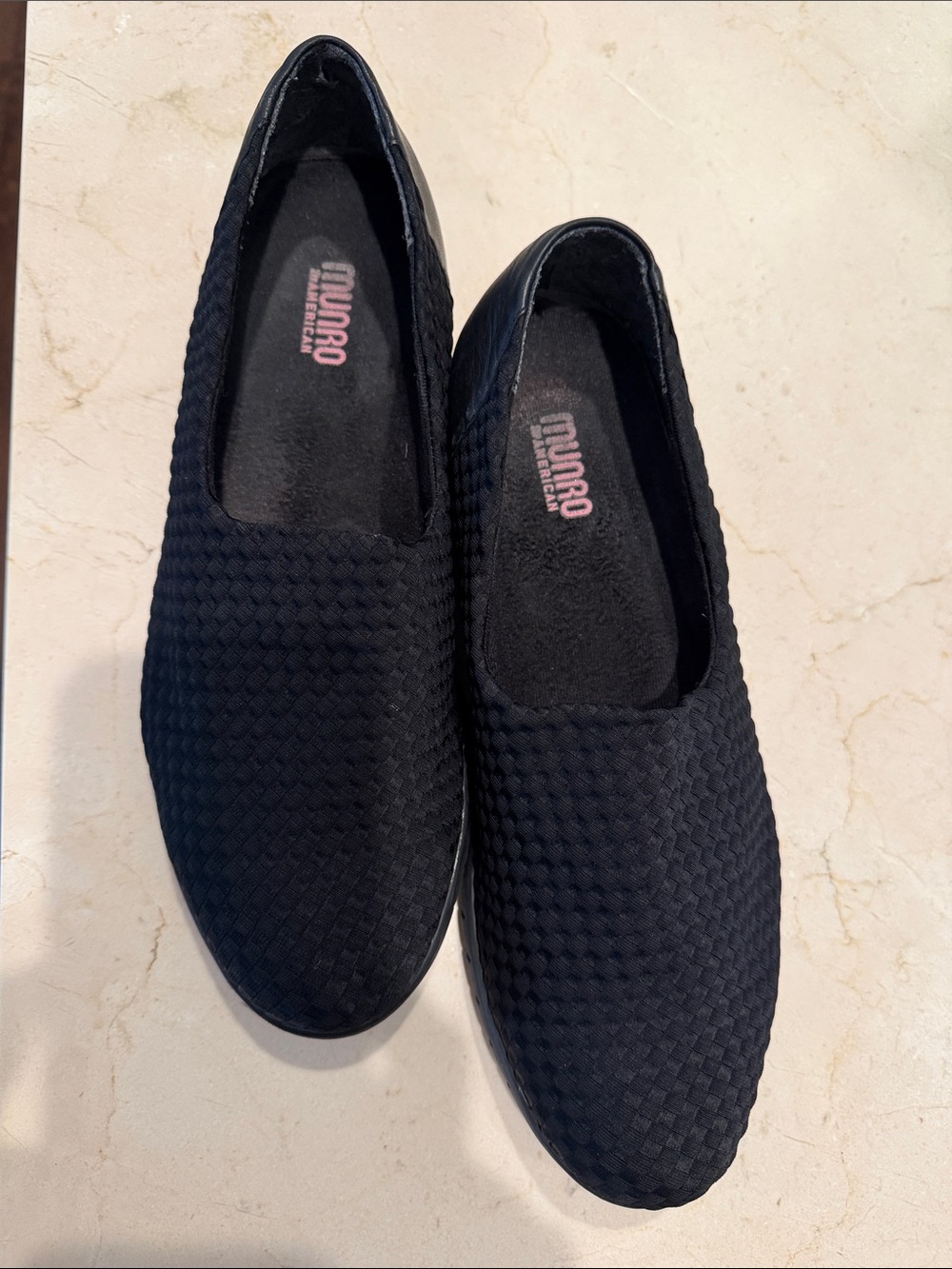 Munro Black Woven Slip-On Loafers